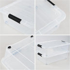 Saedy 20 L Clear Under Bed Storage Bins with Lids, 4 Pack Wheeled Underbed Storage Containers Boxes