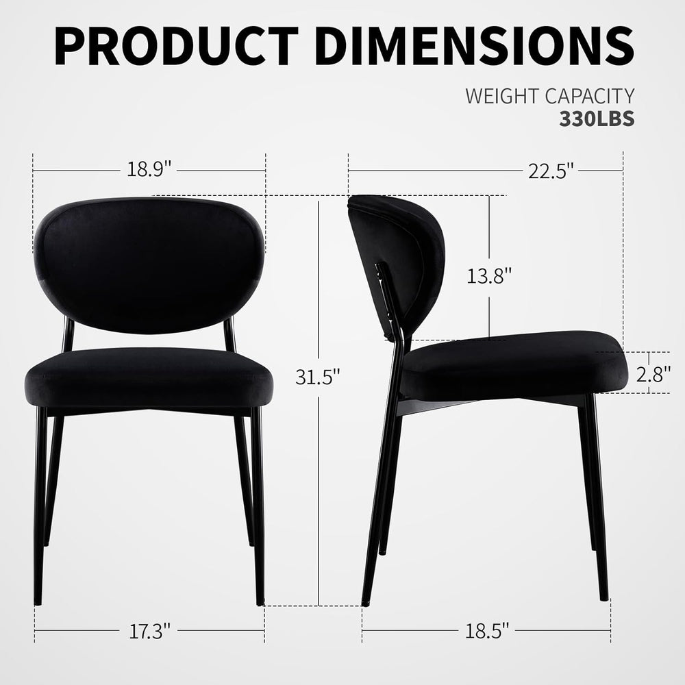 STOOLINK Black Velvet Dining Chairs Set of 6, Upholstered Kitchen Chairs