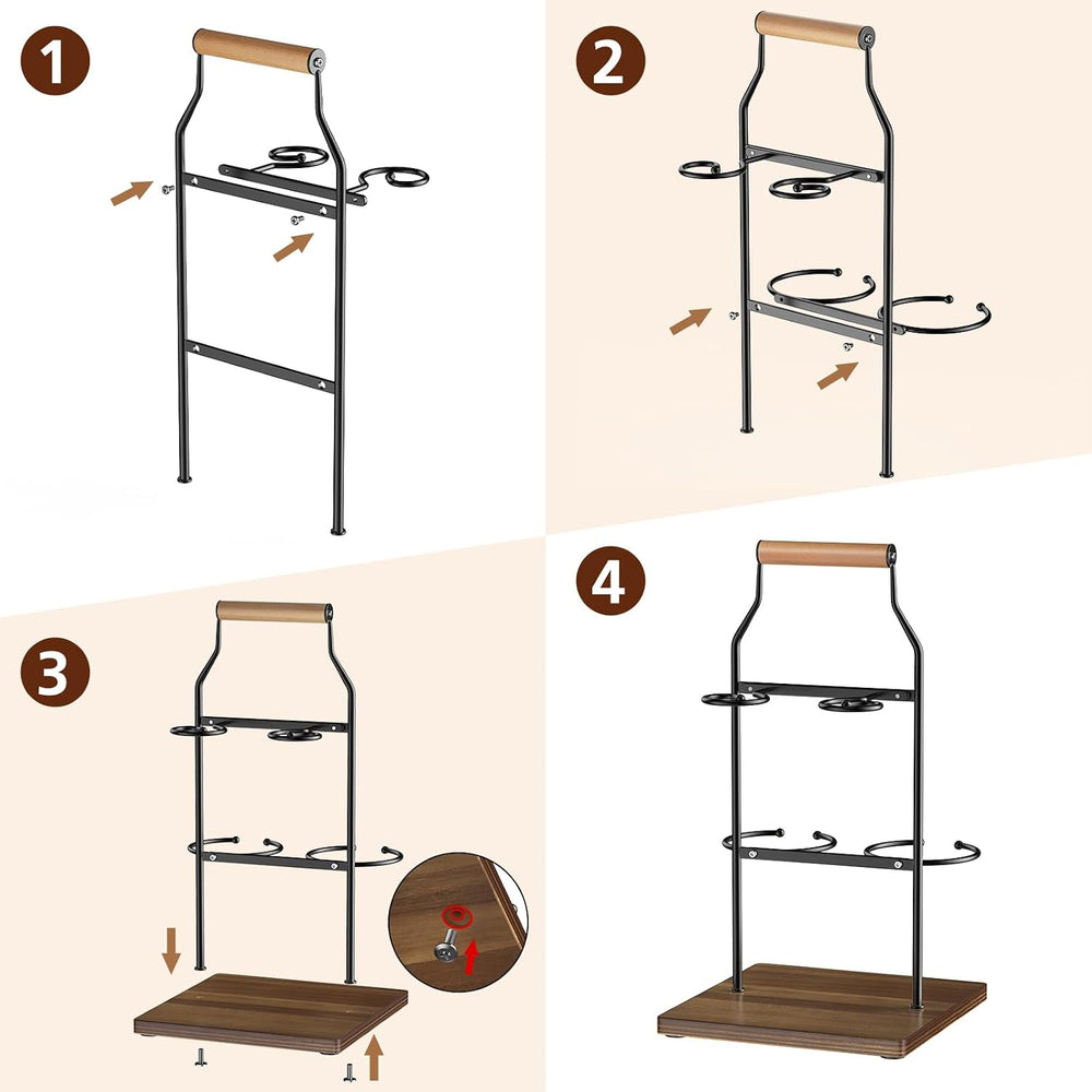 Desktop Wine Rack, 2-Bottle Holder with Dual Glass Holder, Wine Storage Racks...