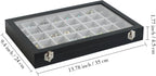 Stratalife Jewelry Organizer 40 Grid Gray Black Jewelry Tray with Clear Dust-proof Lid Velvet Earring Organizer Necklace Rings Holder Display Drawer Storage Case for Women