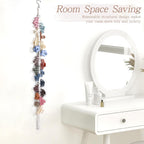 SNOWSTAR Macrame Hair Claw Clip Organizer with Rotating Hook and 20 Metal Rings,Hanging Hair Clip Holder and Storage for Women Girls,Claw Clips Hanger Home Decor for Wall,Door,Closet