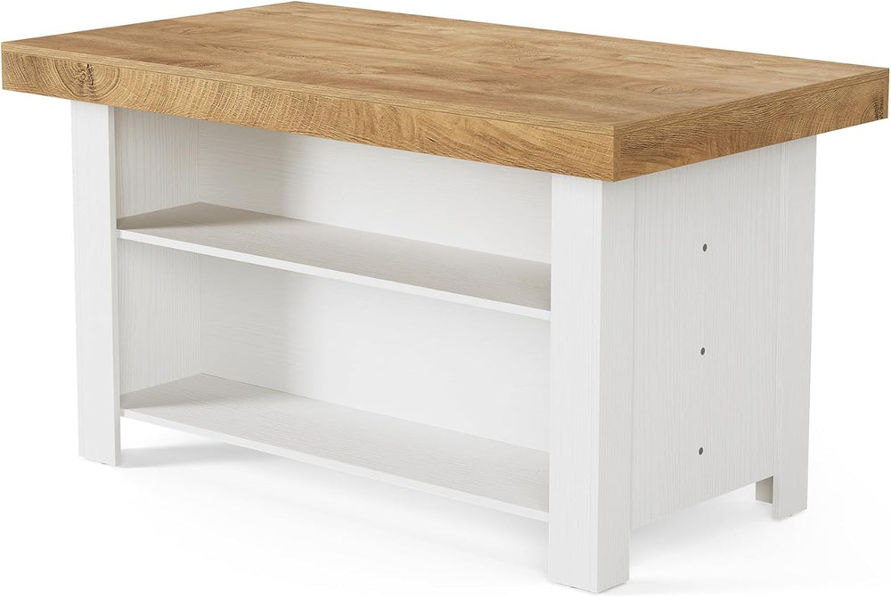 LITTLE TREE 55 Inches Kitchen Island with Storage, 3-Tier Farmhouse Stationar...