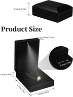Hatori LED Pendant Necklace Box, Small Jewellry Storage Display Case, Jewelry Gift Boxes for Proposal Wedding Engagement Birthday Anniversary
