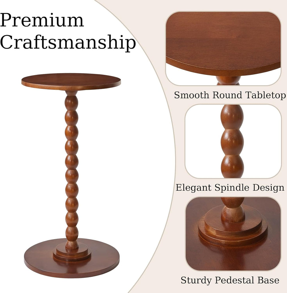 Aibiju Round Side Table, Solid Wood End Table, Small Drink Table Sofa End Tab...