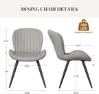 Dining Chairs Set of 4 Modern Fabric Dining Room Chairs Upholstered Dining Chairs with Thick Cushions Metal Legs Armless Back Chair for Kitchen and Living Room Light Gray