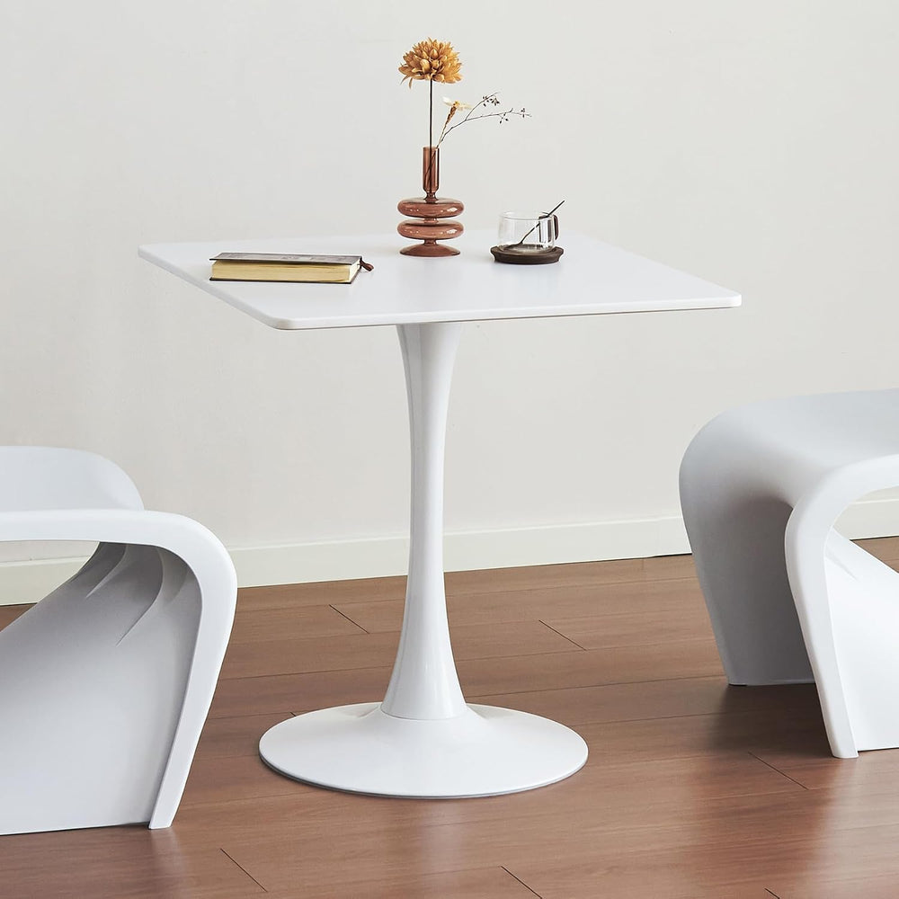 Square Dining Tulip Table for 4, Mid-Century Modern Table with Sturdy Metal P...