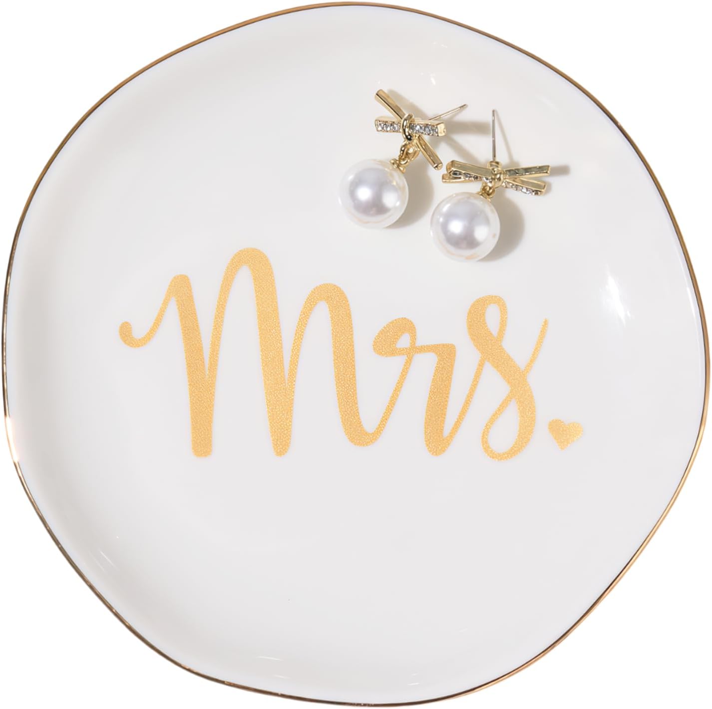 Spegiffu Mrs. Ring Dish Trinket Jewelry Tray Ring Holder Engagement Gifts for Couples Newly Engaged, Bridal Shower Gifts for Bride to be Her Wedding Gifts for Newlyweds Bachelorette Future MRS Gift