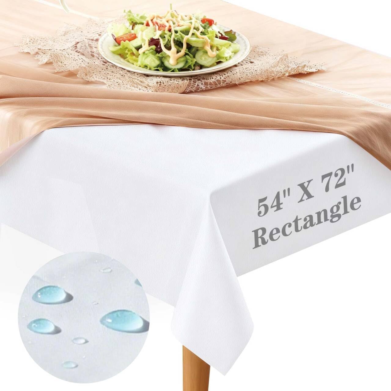 Table Pad Protector with Flannel Backing Cut to Fit Waterproof Heat Resistant Heavy-Duty Reusable Table Cloth 54" x 72" Rectangle Vinyl Table Padding Under Tablecloth