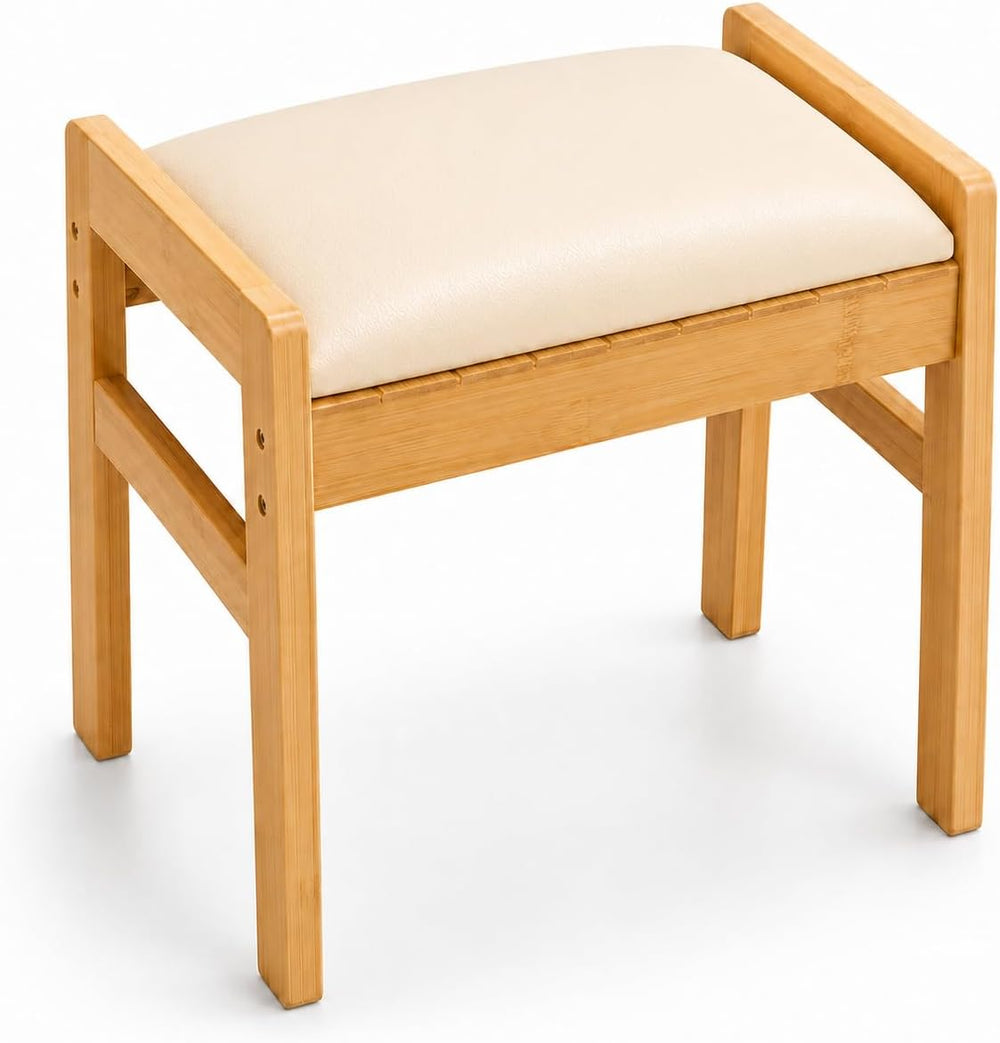 BAMBOOHOMIE Foot Stool Ottoman, Modern Vanity Stool Chair for Makeup with Rem...