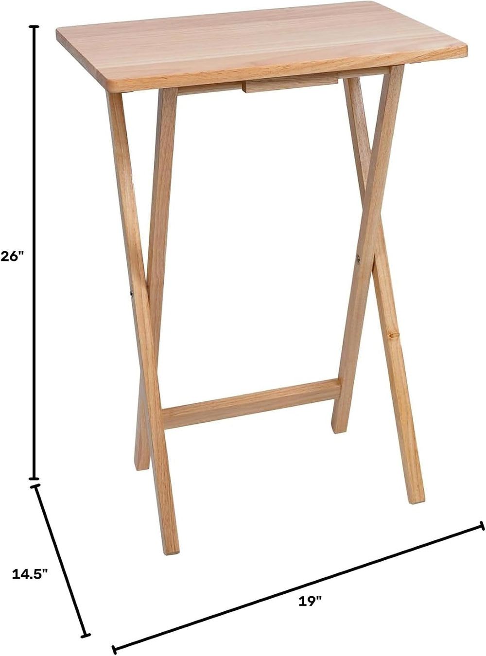 (2 Pcs) 26" Folding Tray Tables, Solid Rubberwood, Small Folding Table,N...
