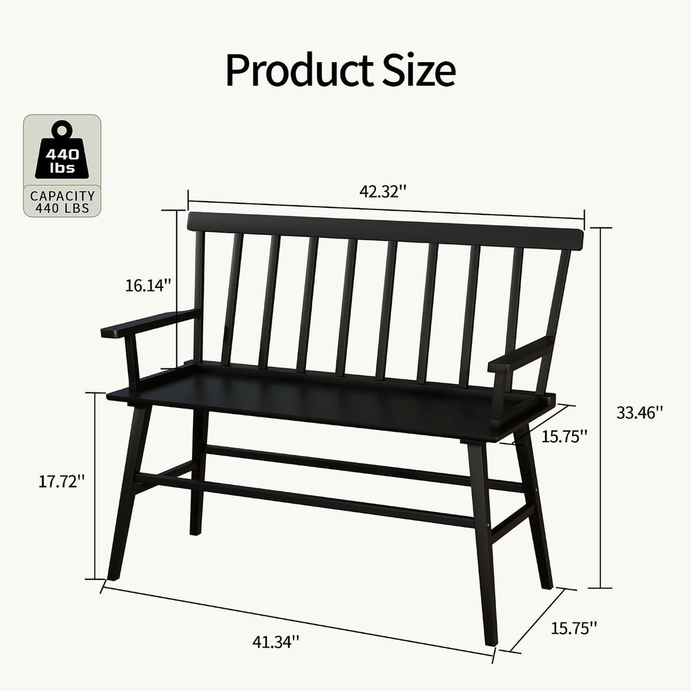 Wisuce Bamboo Dining Bench, Entryway Bench with Spindle Back (Black) | Bamboo...