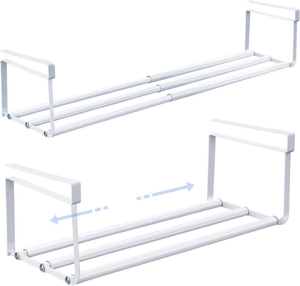 CroBlissful 2 Pcs Expandable Shoe Rack Organizer for Closet 16.5-31.5 Inch Adjustable Retractable Hanging Cabinet Shoe Shelf Dorm Room Storage for Space Saving (White)