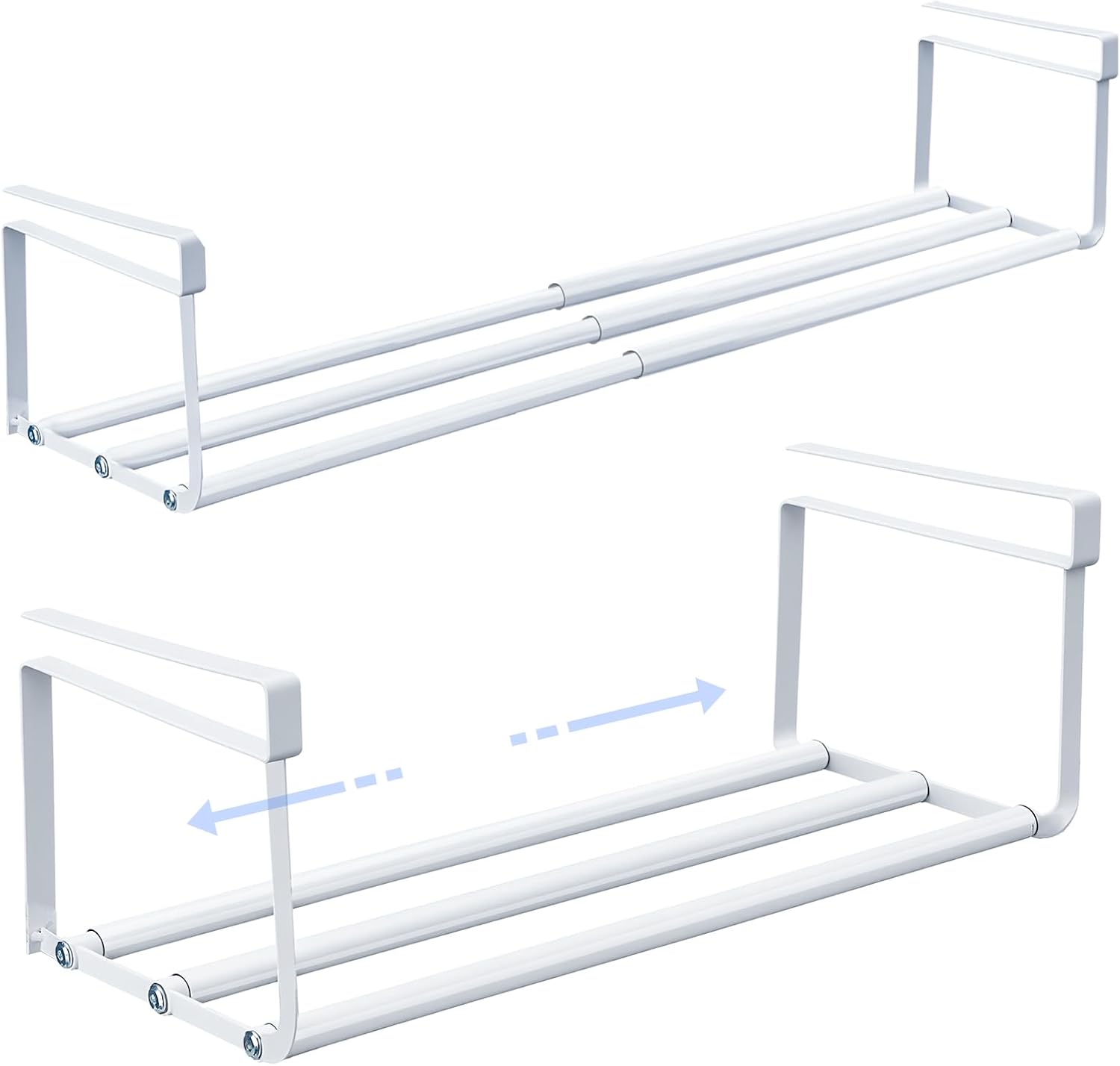 CroBlissful 2 Pcs Expandable Shoe Rack Organizer for Closet 16.5-31.5 Inch Adjustable Retractable Hanging Cabinet Shoe Shelf Dorm Room Storage for Space Saving (White)
