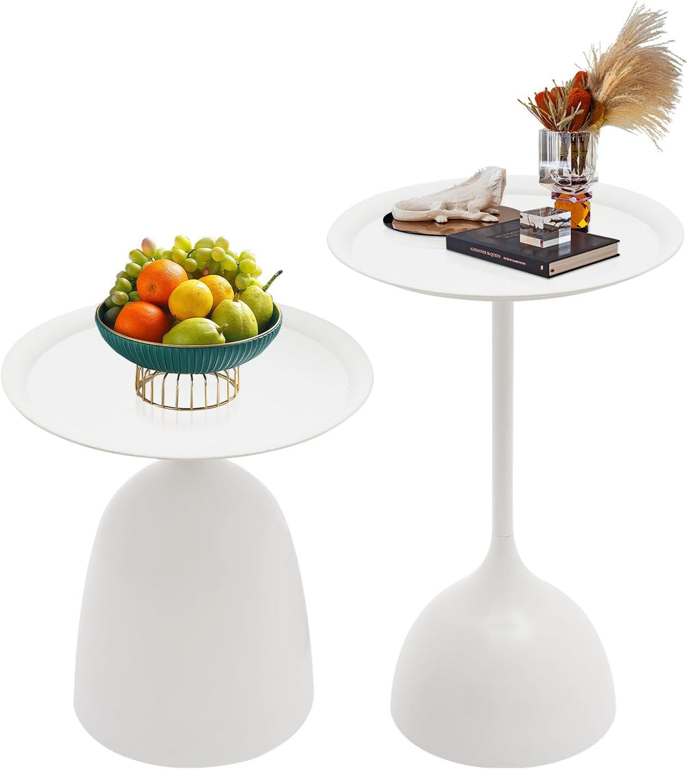 White Nesting Tables, 2pcs round white nesting side tables for Living Room | ...