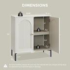 Modern TV Stands for 80 Inch TV, 92.63" W Wood Entertainment Center w/Adjustable Shelves, Mid Century Modern TV Stand w/Arched Fluted Doors, Media Console Cabinet for Living Room, Cream