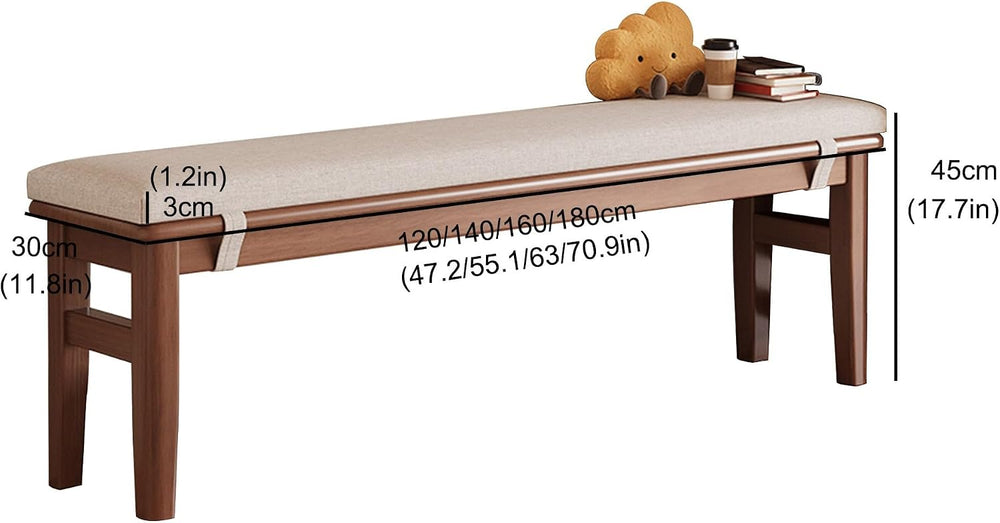 Narrow Wood Dining Bench with Removable Cushion – Farmhouse Entryway Seat for...