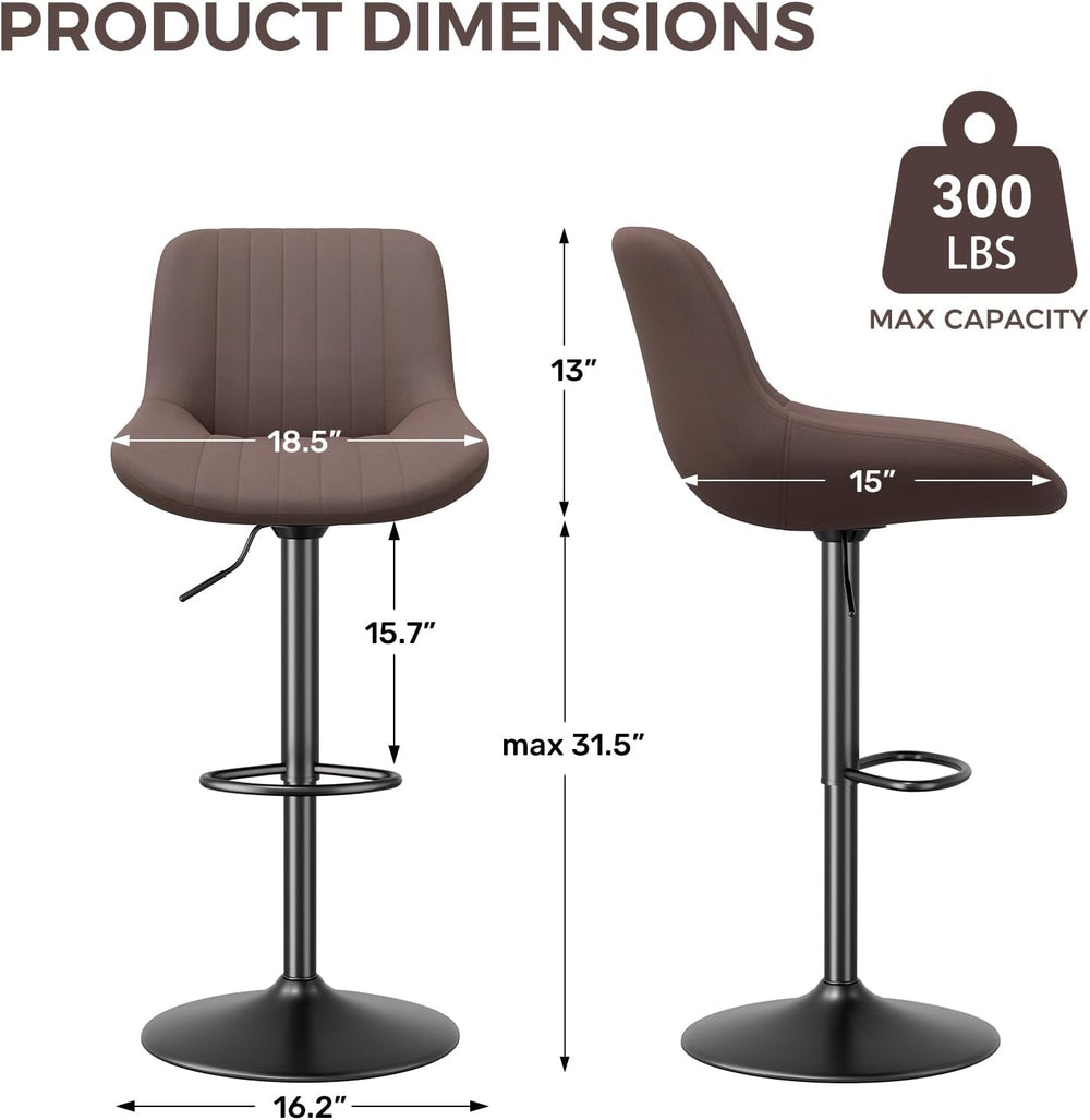 Nalupatio Bar Stools Set of 3, Adjustable Modern Swivel Bar Stools with Backs...