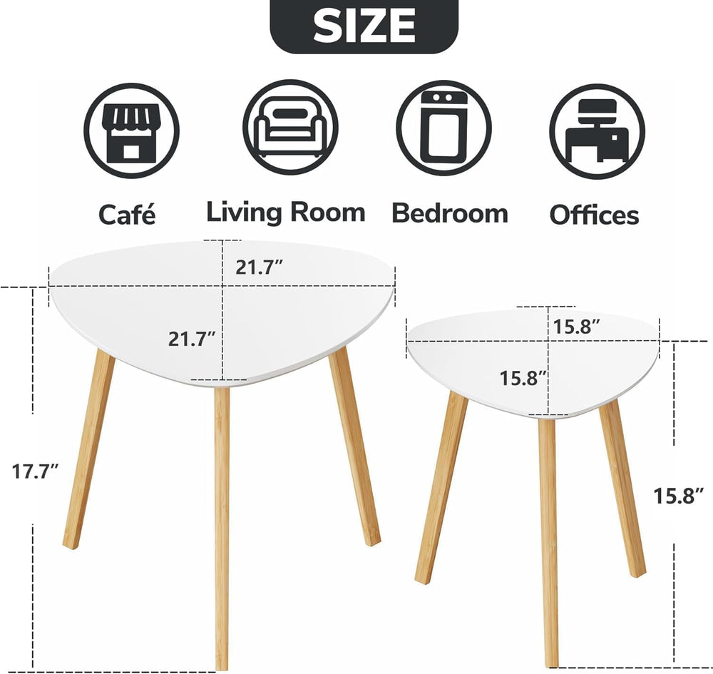 BAMEOS Bamboo Nesting Triangle End Table,Set of 2 Side Table Modern Minimalis...
