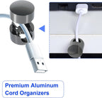 6 Sets Charger Holders for Cords, Black Adjustable Cable Anchor Holders, Adhesive Metal Cord Clips, Cable Management Wire Organizers for Desk, Office, Nightstand