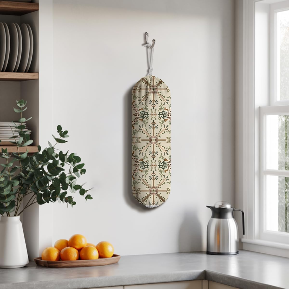 Boho Vintage Plastic Bag Holder, Reusable Grocery Bags Holder for Wall Mounting, Car Organizer, Boho Washable Shopping Bags Carrierfor Home Kitchen, Kitchen Pattern Garbage Bag 67