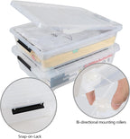 3 Packs 40 Quart Large Under Bed Storage Box, Wheeled Under Bed Storage Containers, Clear