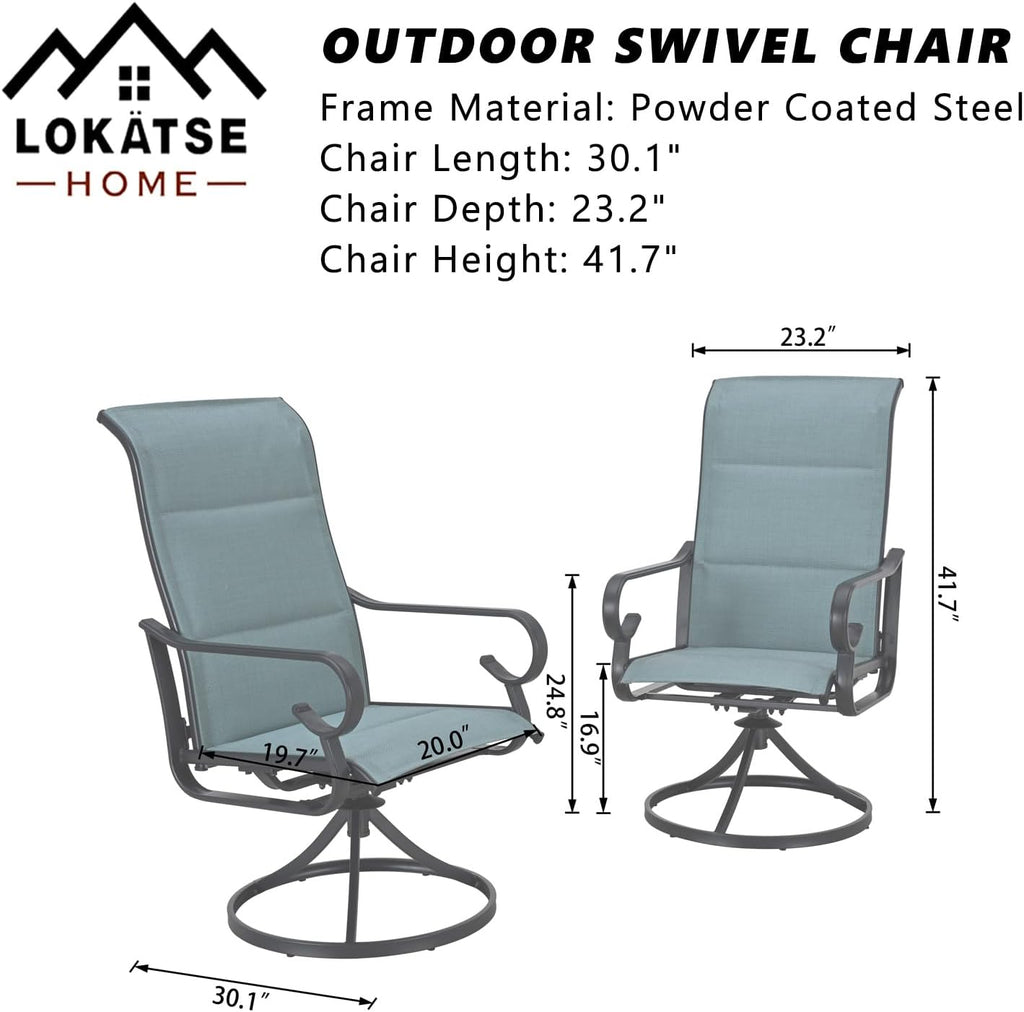 LOKATSE Home High Back Textilene Outdoor Patio Swivel Chair Set of 2, 360° Mesh Rocker, for Backyard, Patio, Lawn, Garden