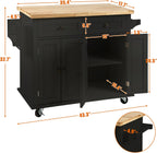 NSdirect Kitchen Island Cart,Kitchen Bar&Serving Cart Rolling on Wheels with Spice Rack Towel Holder Utility Storage Trolley with Storage Drawers for Home Hotel Kitchen Dinning Room(Black)