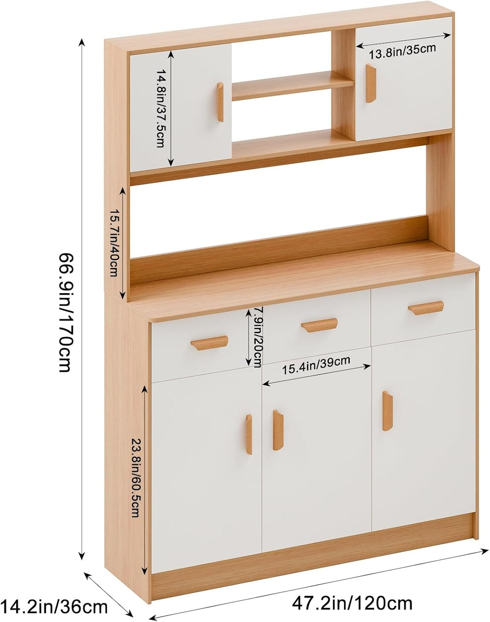 Talent Star 70" Tall Pantry Cabinet, Kitchen Storage Cabinet, Wood Stora...