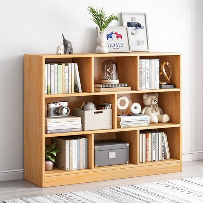 IOTXY Open Shelf Low Bookcase - Wooden 3-Tier Floor Standing Display Cabinet ...