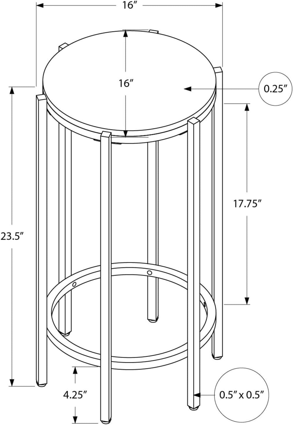 Monarch Specialties I 3756 Accent Table, End, Round, Side Table, Bedroom, Nig...