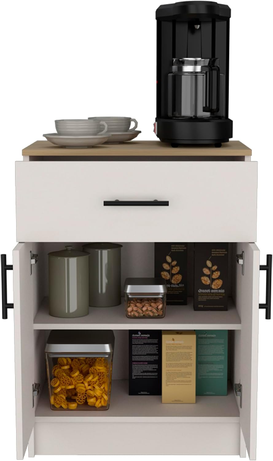 Pantry Cabinet Netal, Kitchen, Ivory/Natural Oak