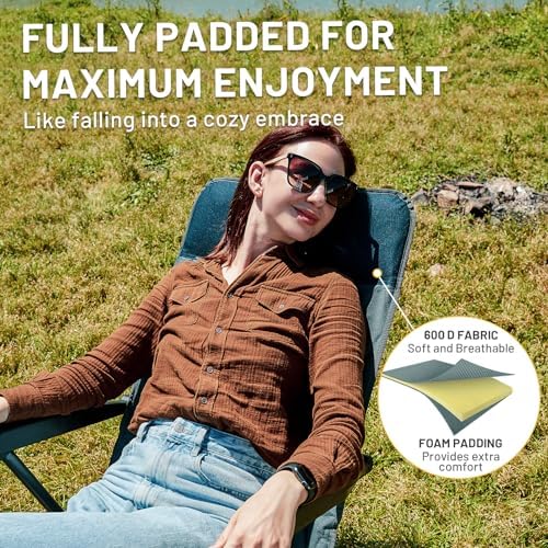 Timber Ridge 3-Level Adjustable Rocking Camping Chair, Ergonomic Padded High ...