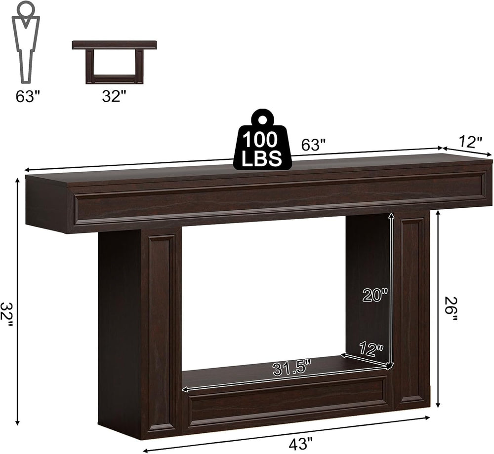 Rresyet 63" 2-Tier Entryway Console Table Behind Sofa with Sensor Lights...