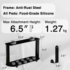 Holder for Dyson Airwrap 6" Barrel Only | Sturdy Metal Storage Rack with Protective Silicone Pad | Countertop Organizer for Attachments & Curling Iron with Self-Adhesive Hook, Black