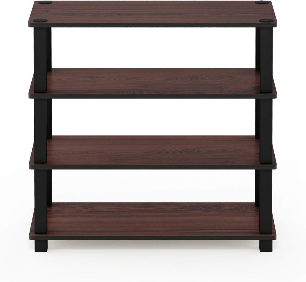 Furinno Turn-S-Tube 4-Tier Shoe Rack, Dark Cherry/Black