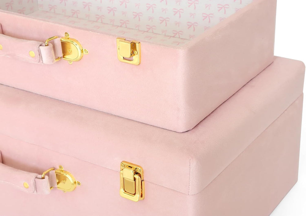 HofferRuffer Velvet Storage Trunks with Wood Frame, Set of 2 Storage Chests w...
