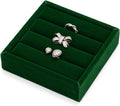 Green Velvet 3-Slots Jewelry Ring Display Tray Showcase Small Jewelry Display Organizer Tray for Rings(S)