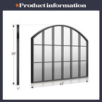 Wide Window Pane Mirror, 44" x 28" Black Arched Mirror for Wall, Grid Large Decorative Wall Mirrors for Living Room Bedroom Farmhouse Fireplace Hallway Entryway