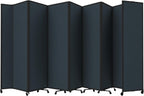 Versare Room Divider 360 Portable Wall Partition | Folding Panels | Large Freestanding Divider | Locking Wheels | Temporary Room Separator