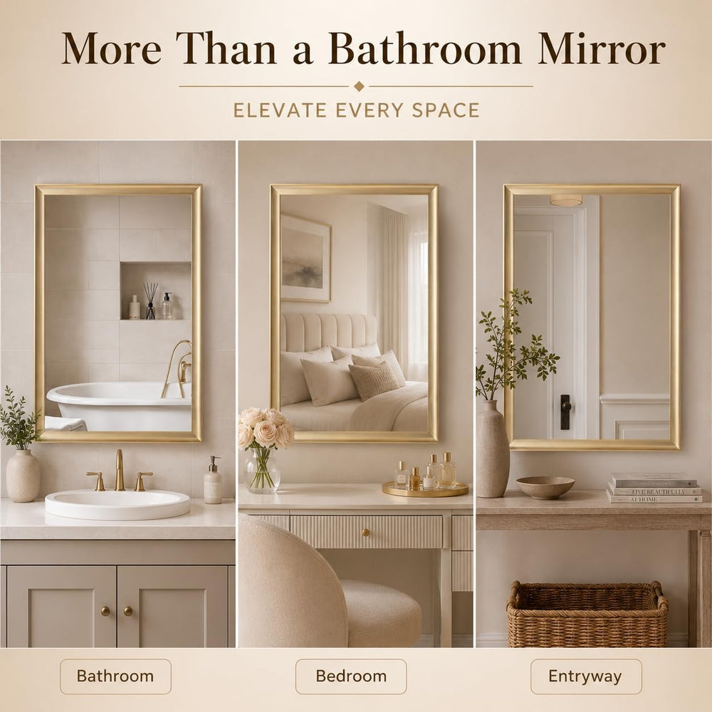 Gold Bathroom Mirror 24x36 Inch, Rectangle Vanity Mirror
