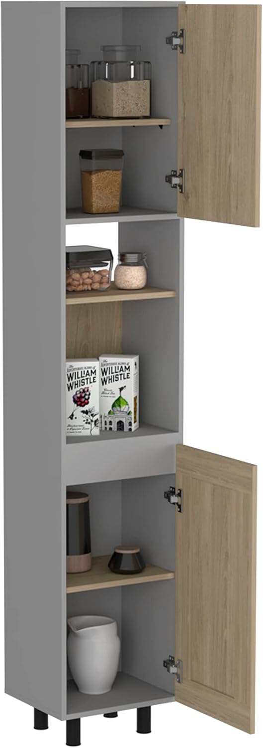 82" Tall Kitchen Pantry, Six Shelves, Double Doors, Light Pine - Home St...