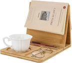 PH PandaHall Wooden Book Stand for Reading Rest Triangle Book Holder with Cup Pen Phone Glasses Organizer Foldable Reading Rest Rack for Book Lover Readers Office Bedroom Nightstand Desktop