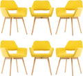 Mid Century Modern Dining Chairs Set of 6 & 4 & 2 Comfy Accent Chair Upholstered Kitchen Dining Living Room Chairs for Bedrooms Waiting Room Home Arm Desk Chair No Wheels (Yellow, 6)