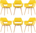 Mid Century Modern Dining Chairs Set of 6 & 4 & 2 Comfy Accent Chair Upholstered Kitchen Dining Living Room Chairs for Bedrooms Waiting Room Home Arm Desk Chair No Wheels (Yellow, 6)