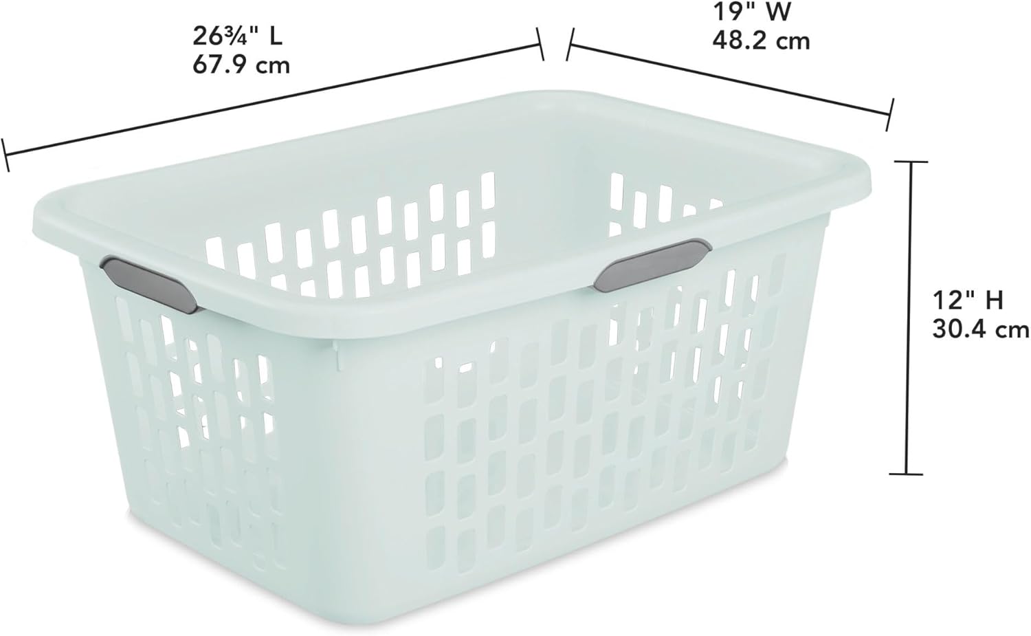 Sterilite Laundry Basket, Plastic Clothes Hamper, Large Rectangle Bin with Comfort Grip Handles and Reinforced Rim, 2 Bushel Capacity, Mint, 6 Pack