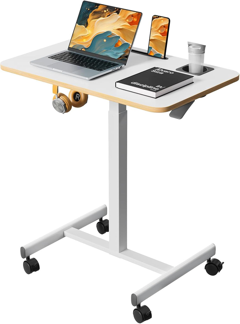 28 inch Mobile Rolling Standing Desk Height Adjustable with Wheels