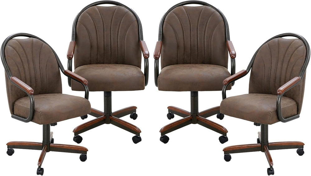 Chromcraft Douglas 4pc Swivel Kitchen Dining Chair - Fabric Mocha-Walnut | Pr...