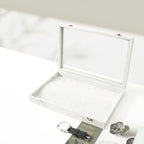 Coward 20 Hooks Necklace Organizer Jewelry Box, Grey Beige Velvet Necklace Display Tray Case with Transparent Glass Lid for Home Use or Store Selling Show