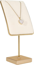 GemeShou Beige jewelry stand necklace holder, Gold necklace display stands for selling, Velvet necklace hanger storage【Beige】
