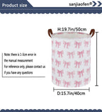 Kids Laundry Hamper,Pink Laundry Basket Collapsible Girls Storage Baskets for Home Decor,Office,Toy Organizer,(Pink Bowknot)